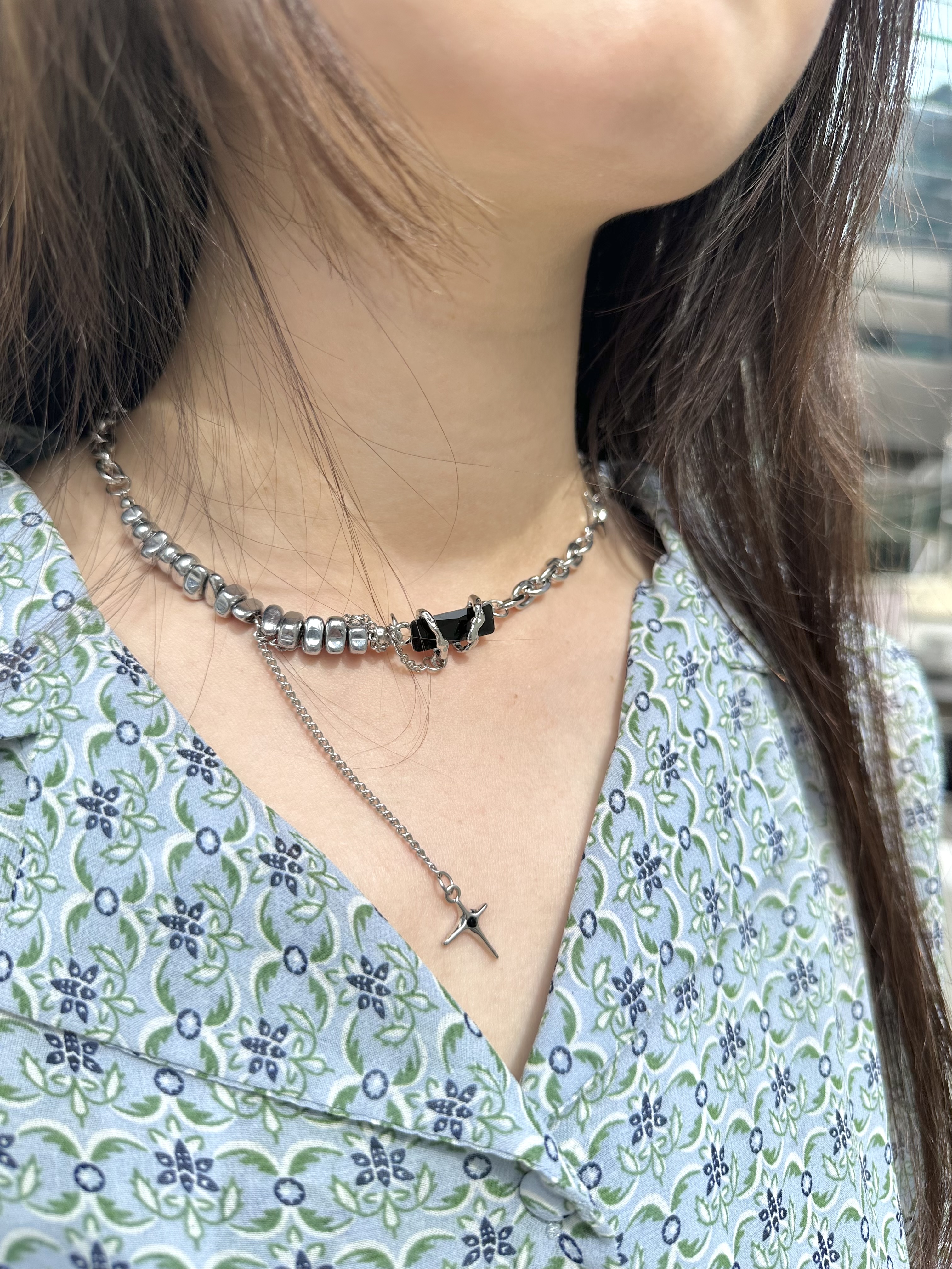 Silver rock star stainless necklace