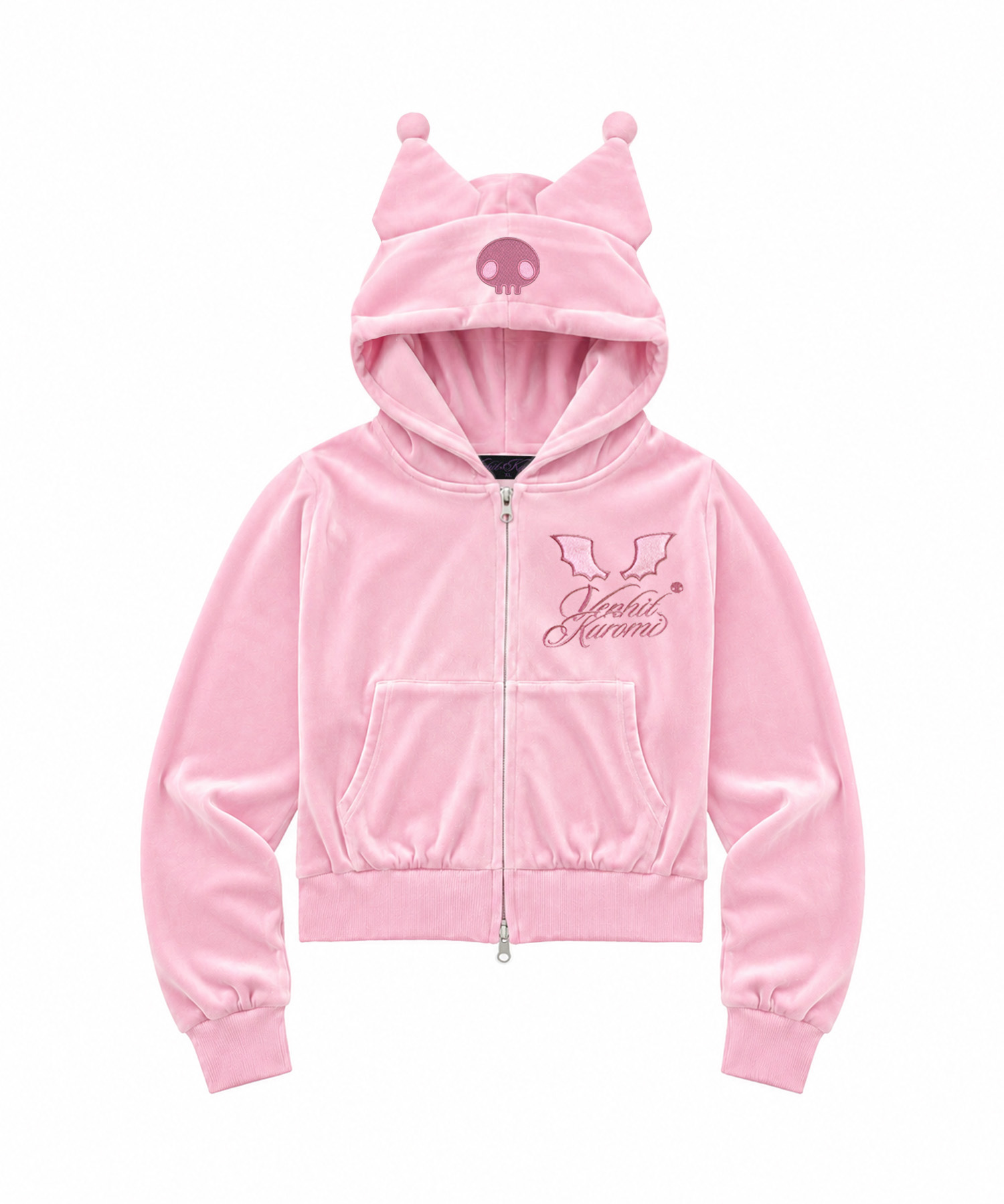 Venhit x Kuromi Velour Crop Zip-up Pink