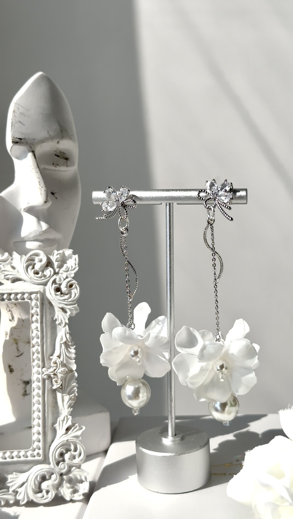 花瓣珍珠晶耳環🌹