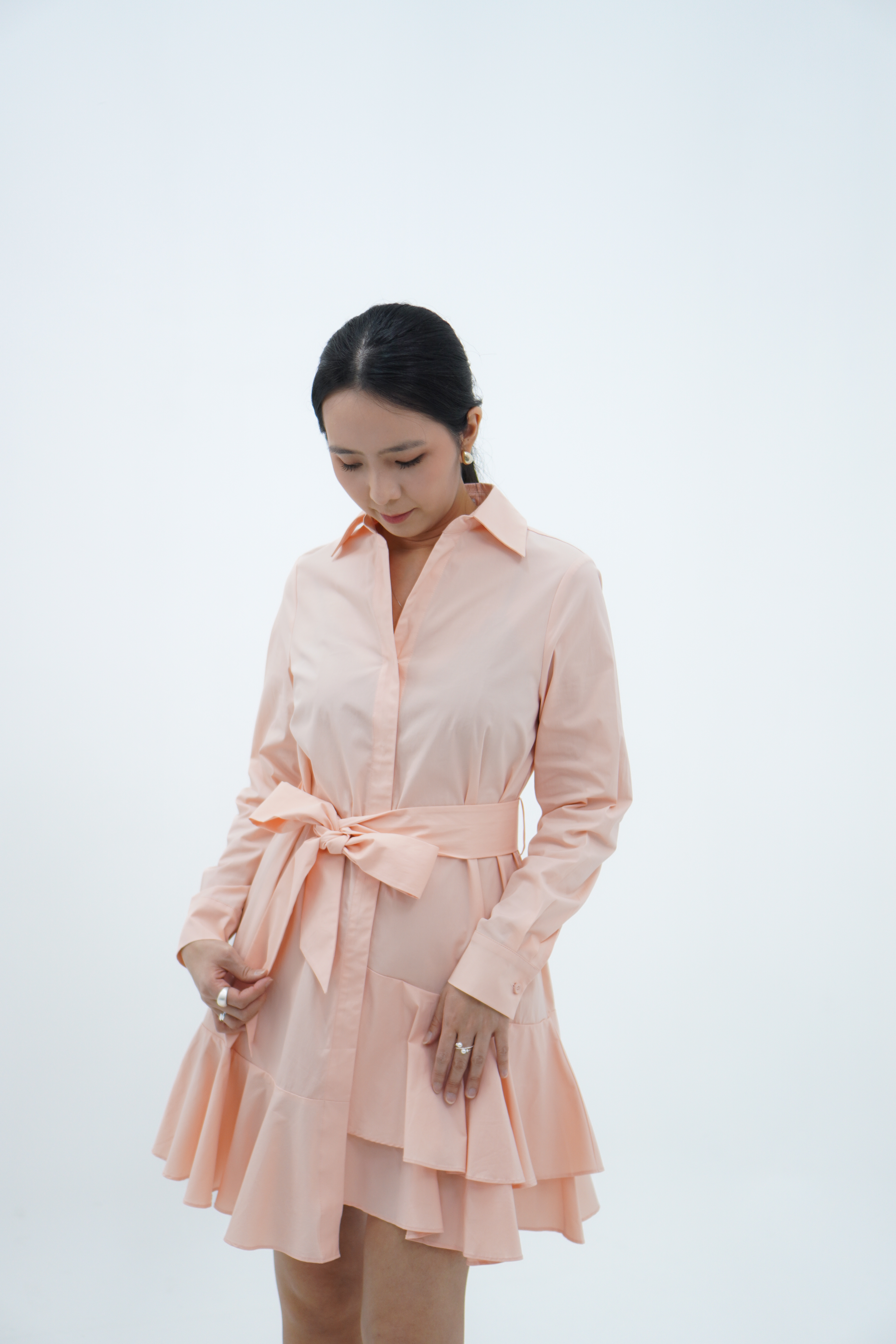 【设计师款】长袖层叠下摆连衣裙 Long Sleeve Dress with Ruffle Hem