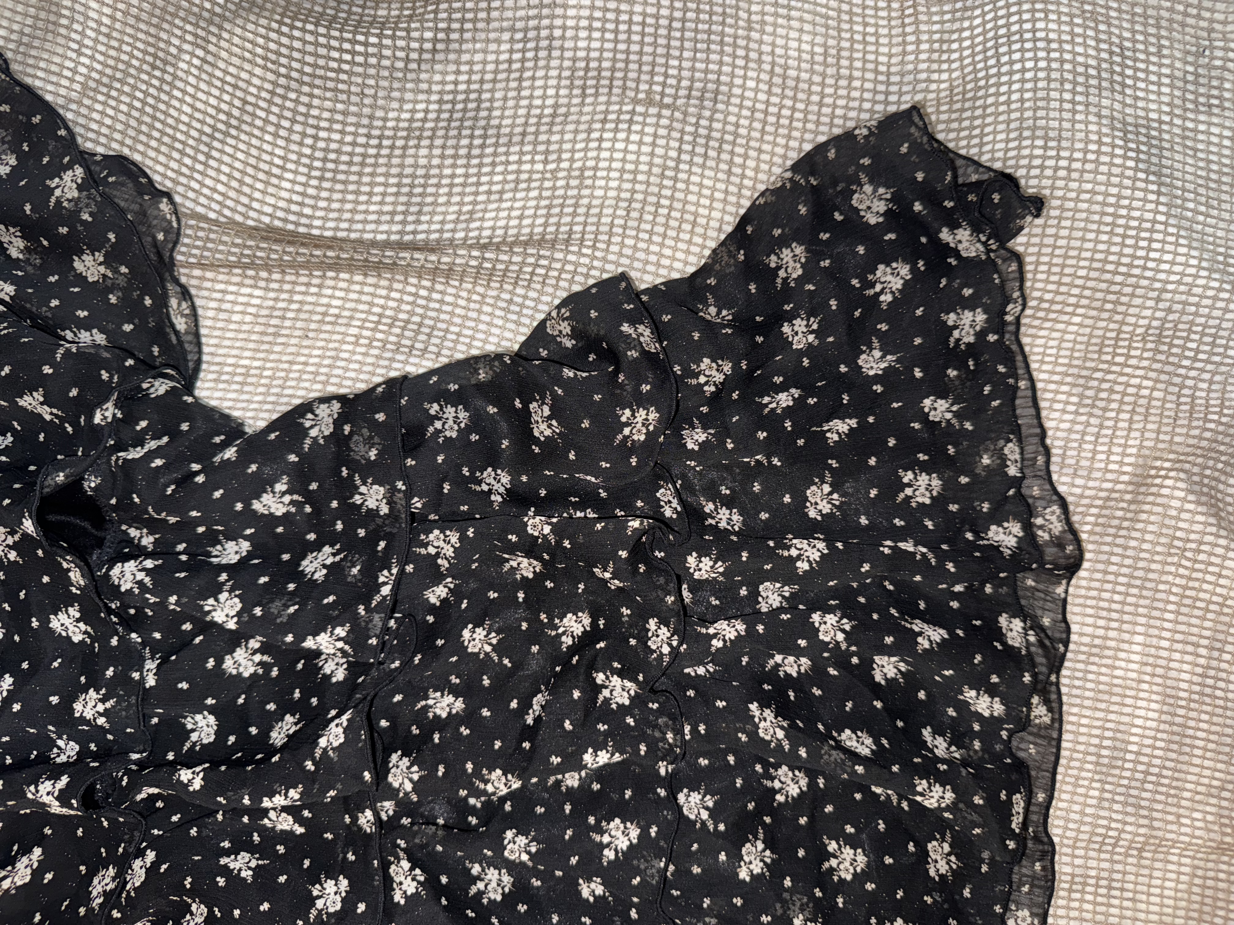 Black Floral Chiffon Top