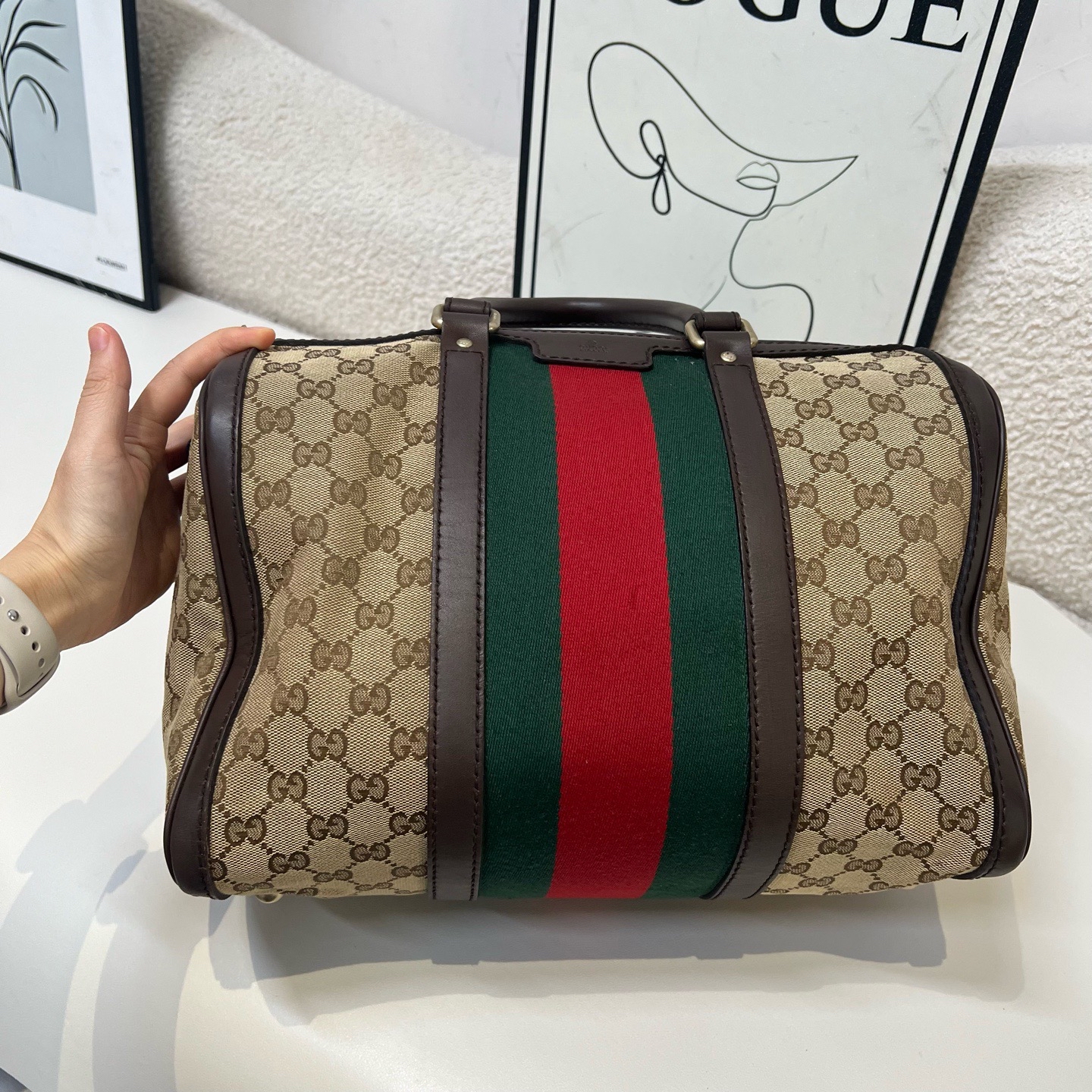 【預訂貨品】gucci 老花帆布波士頓包