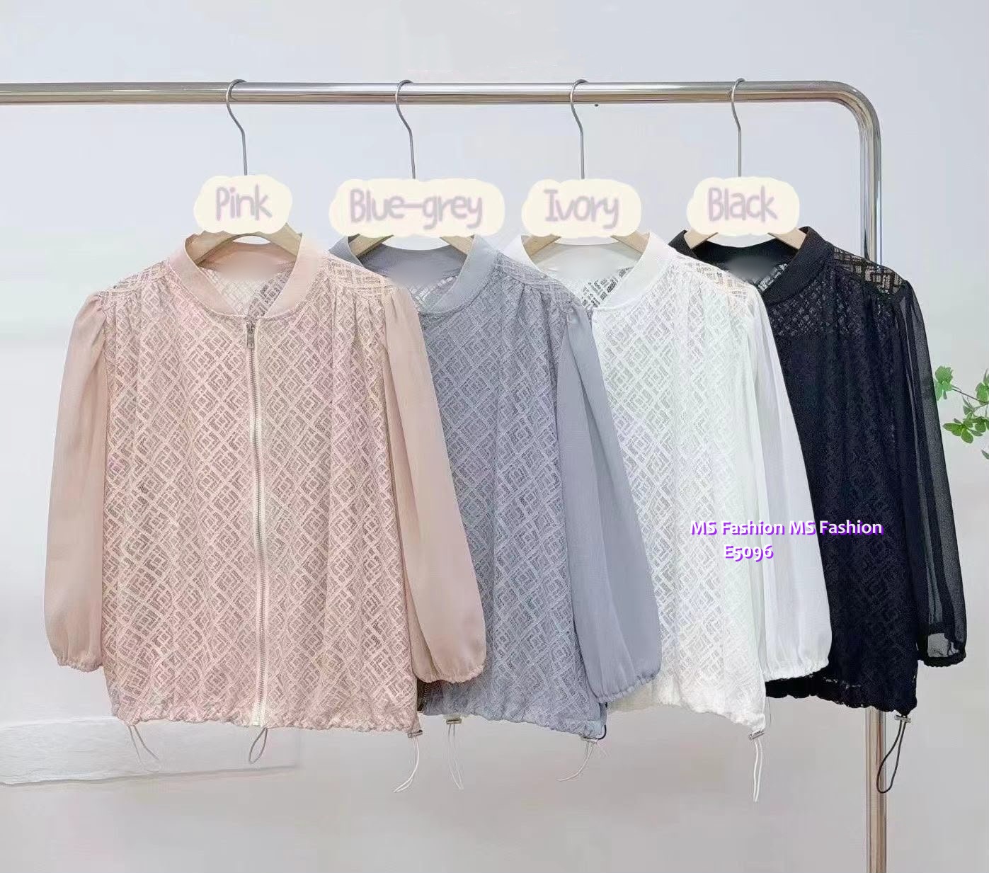 E5096 格紋lace薄外套