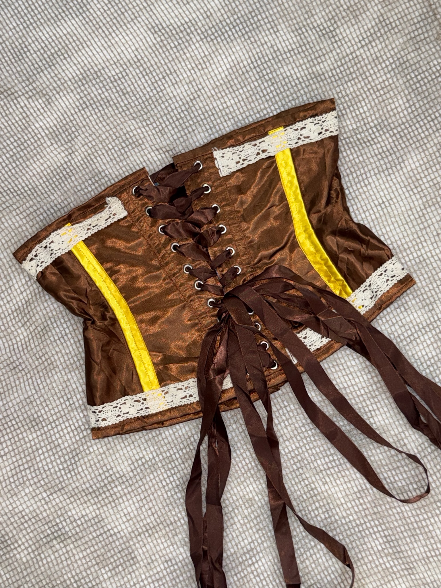  Vintage Satin Lace-Up Corset Top