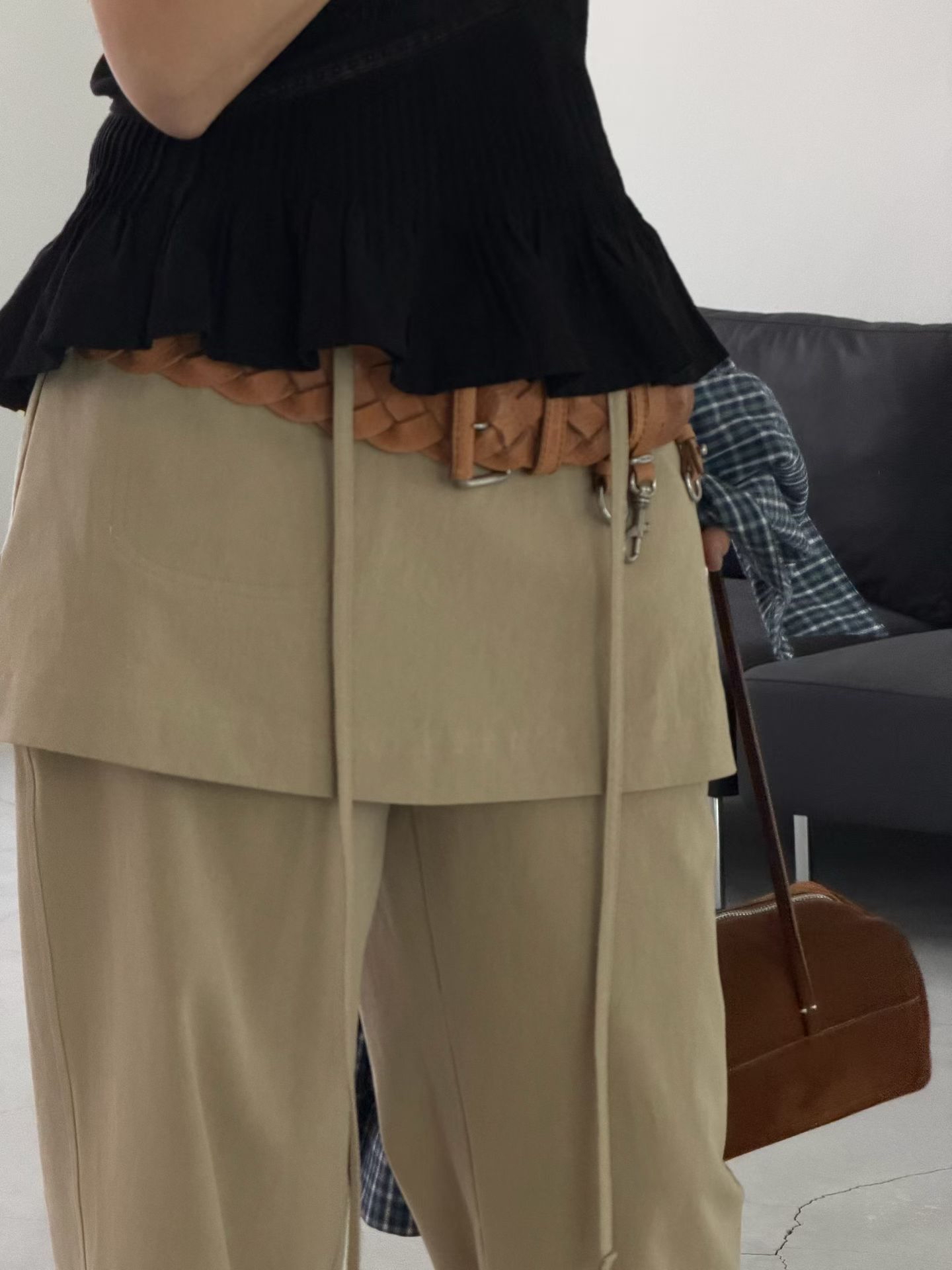 Beige skirt pants