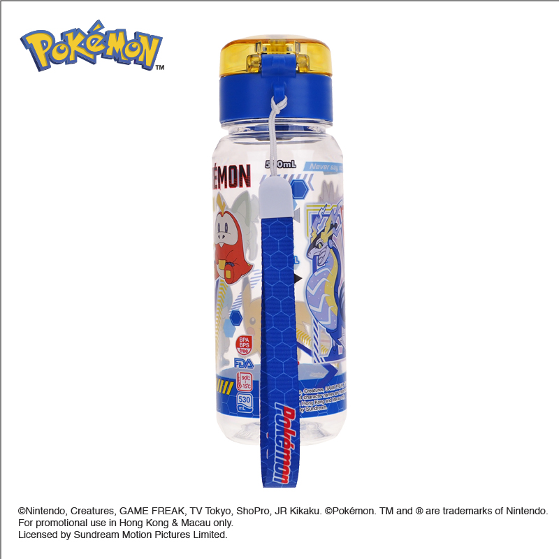 Pokemon 530ml BPA & BPS Free Water Bottle with Strap 膠水樽連手繩