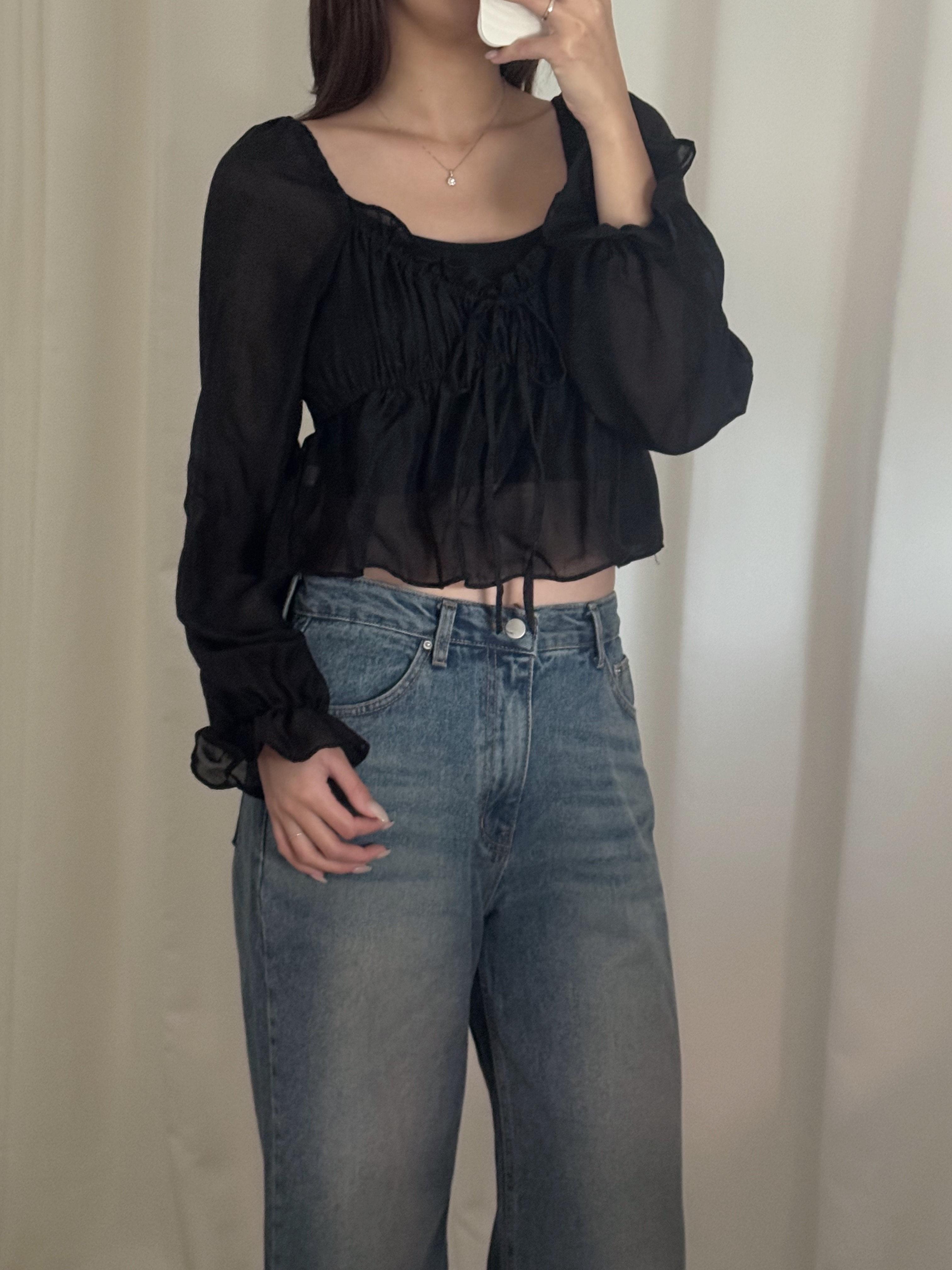 春日透透傘型長袖上衣(兩色入)