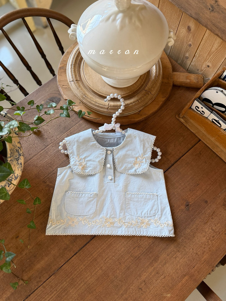 ☀️預訂 韓國直送☀️🇰🇷Marron兩色花卉刺繡口袋翻領背心