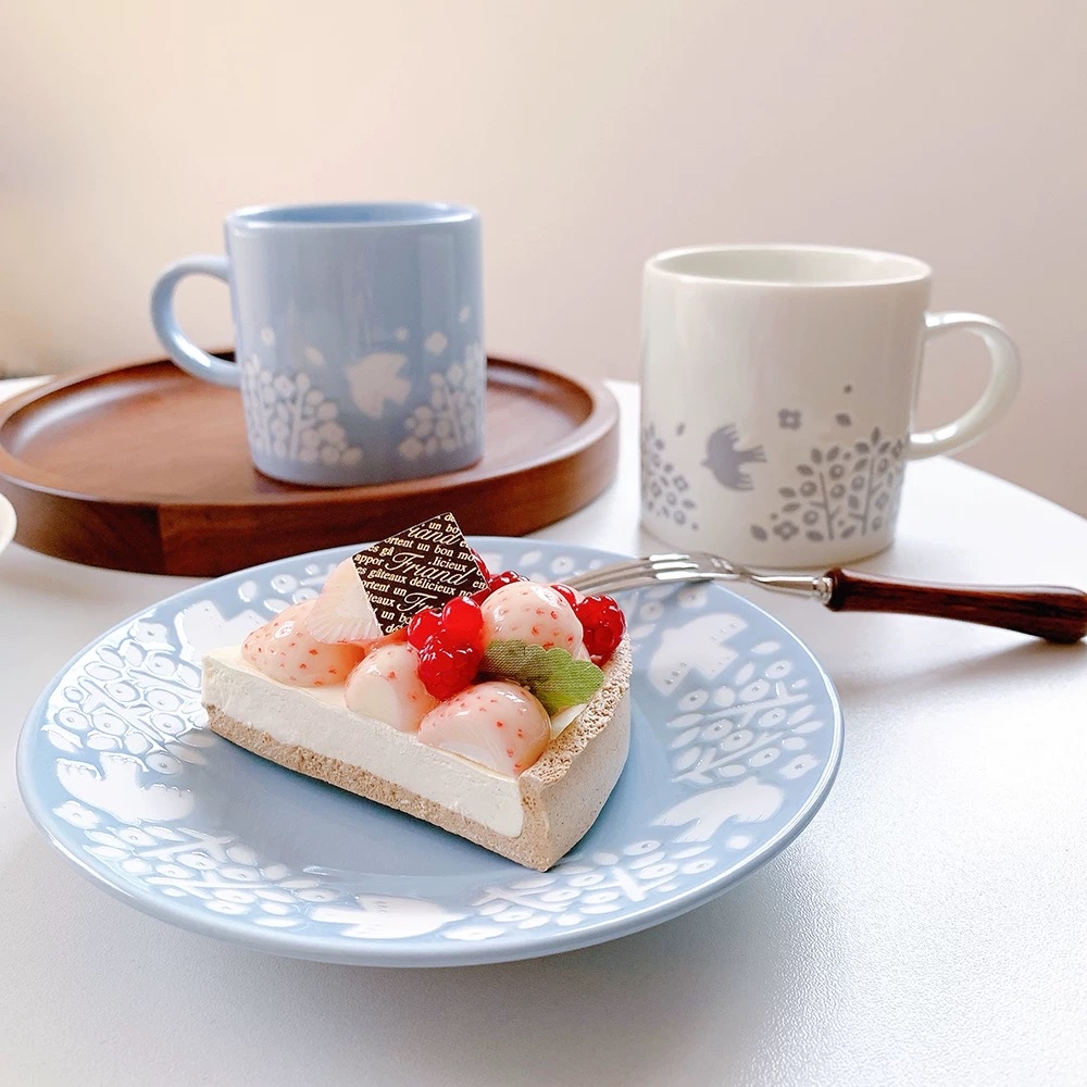 日本製LINTU美濃焼小鳥和植物陶瓷餐具