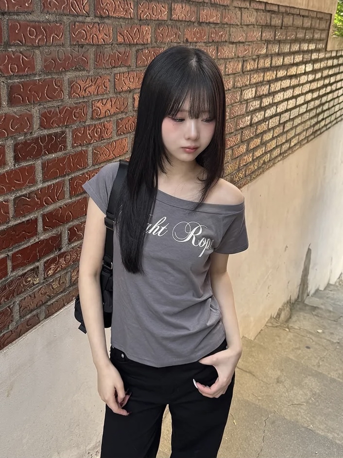 Script Wide Neck Graphic Tee