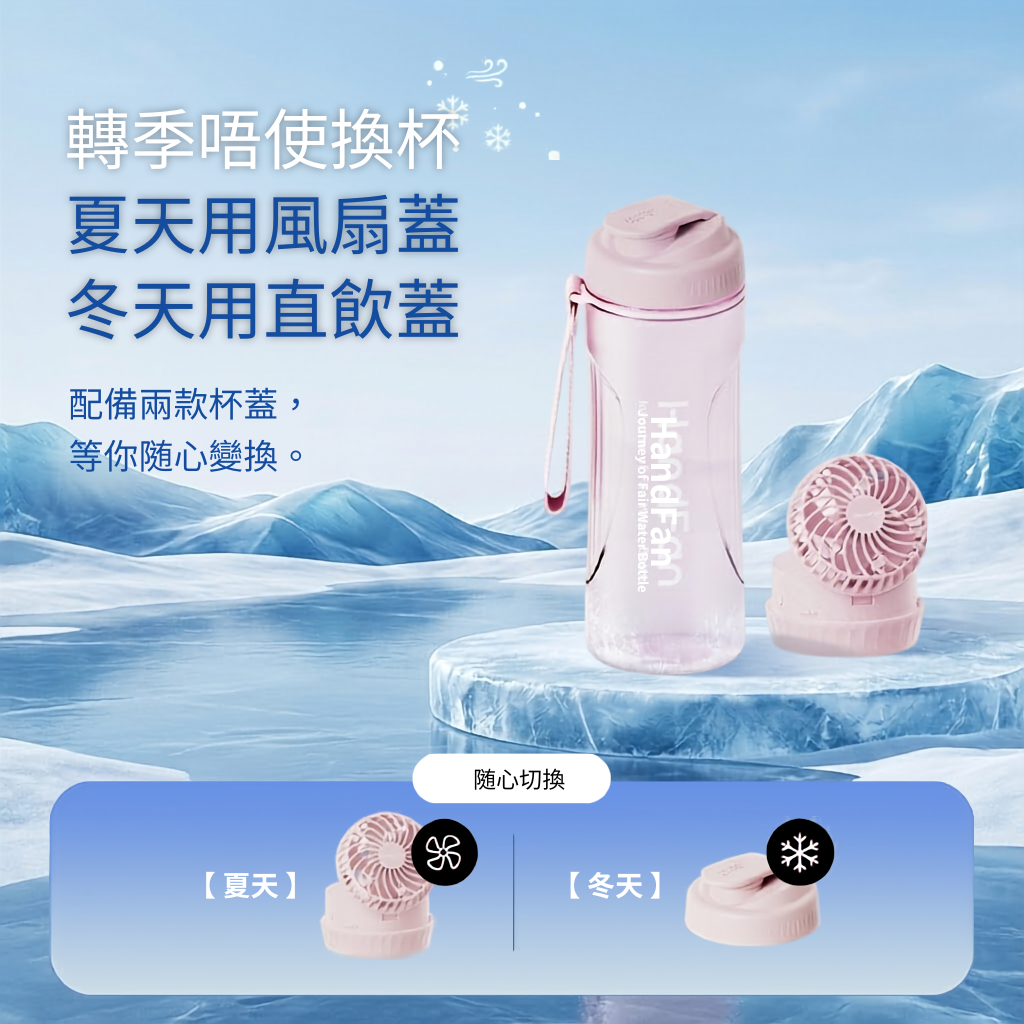 夏日救星系列——風扇水樽（冰川白）