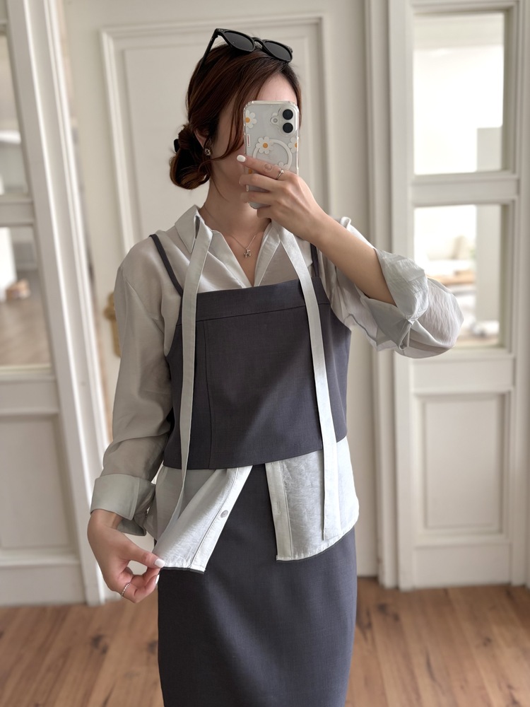 Colette Layered Cami Top (Charcoal)