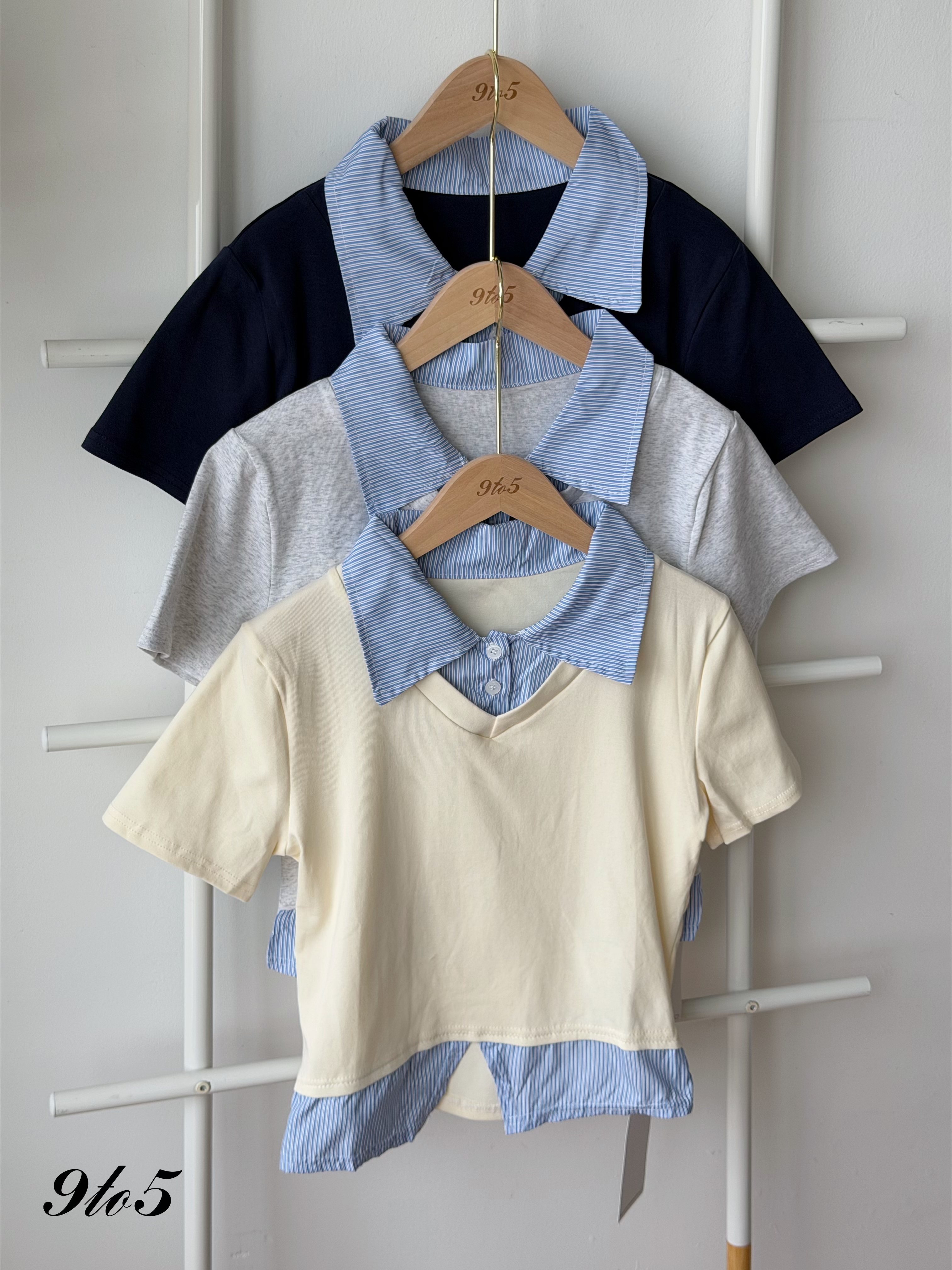 T4527 Fake Two-Pieces Shirt - 3 Colors 