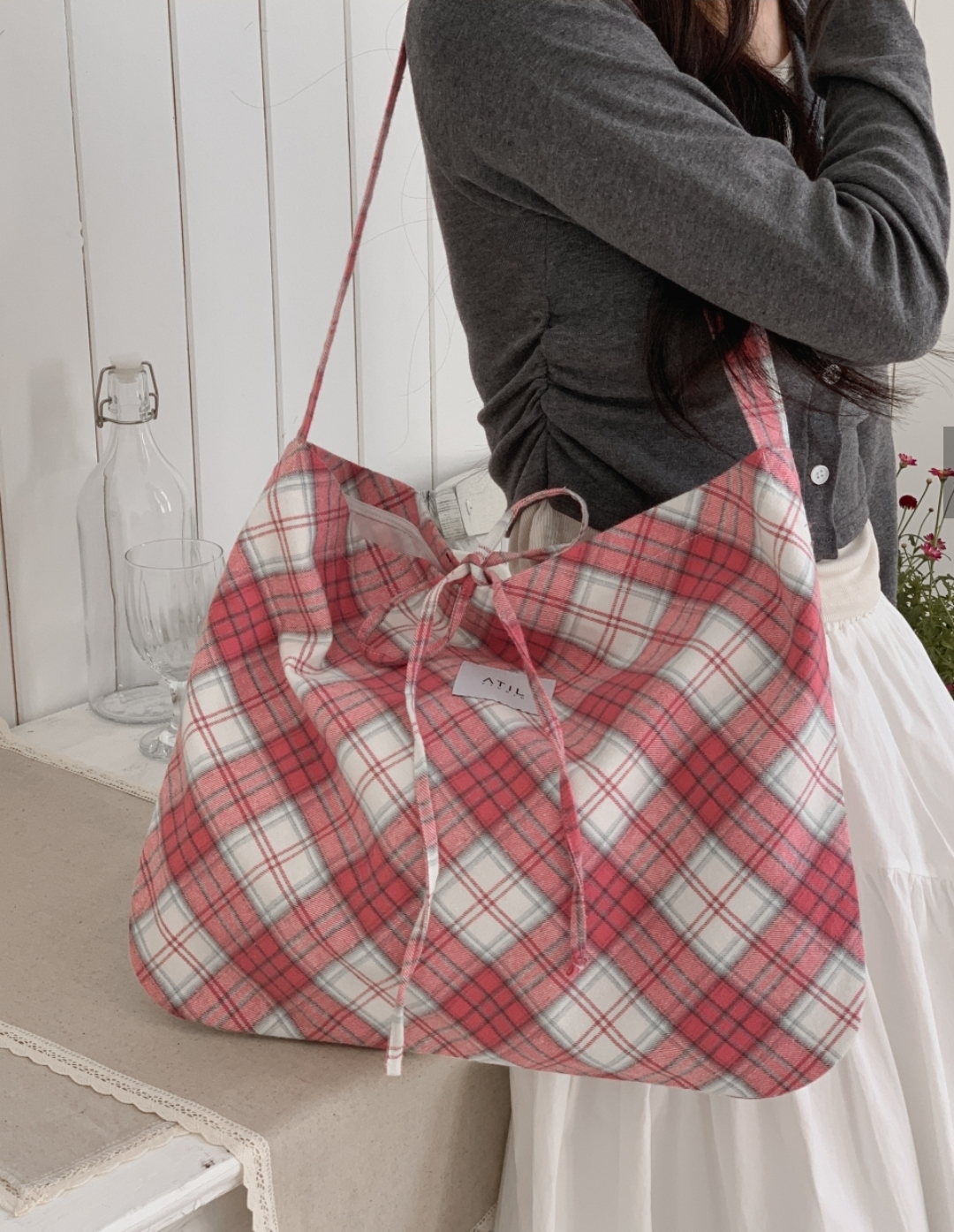 Atil Studio Cozy Check Shoulder Bag