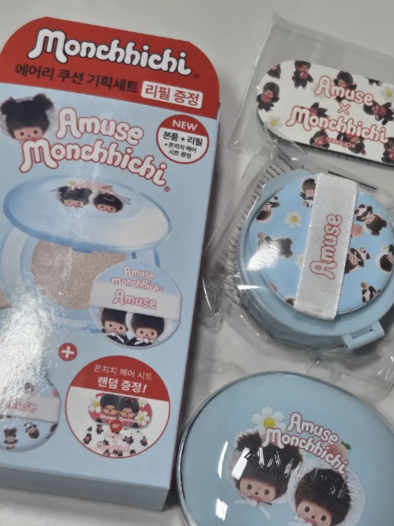 韓國 AMUSE × Monchhichi 72小時 持久無瑕 控油 氣墊套裝｜Airy Pore Cover Cushion