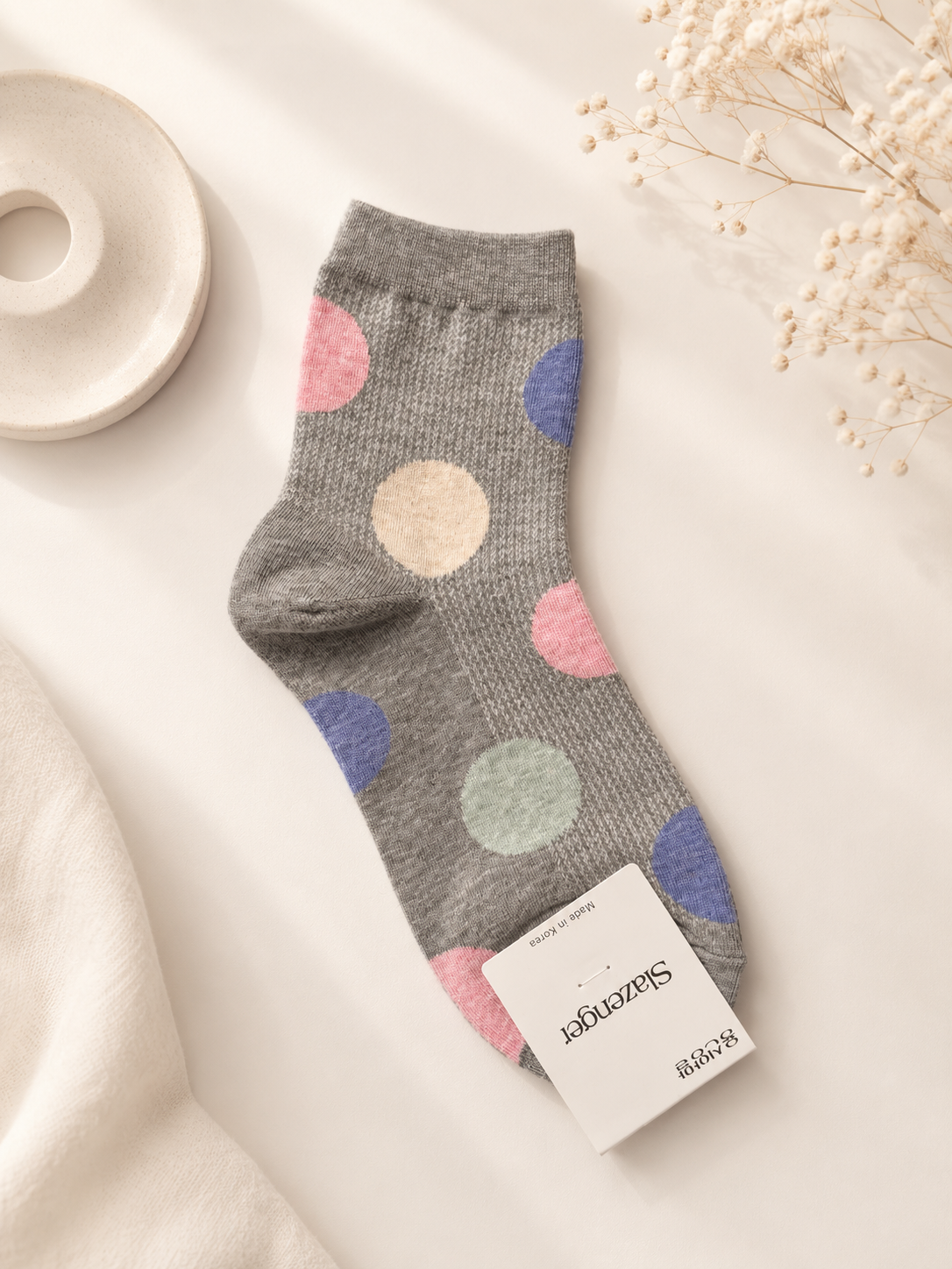 Korean Large Polka Dot Low Socks