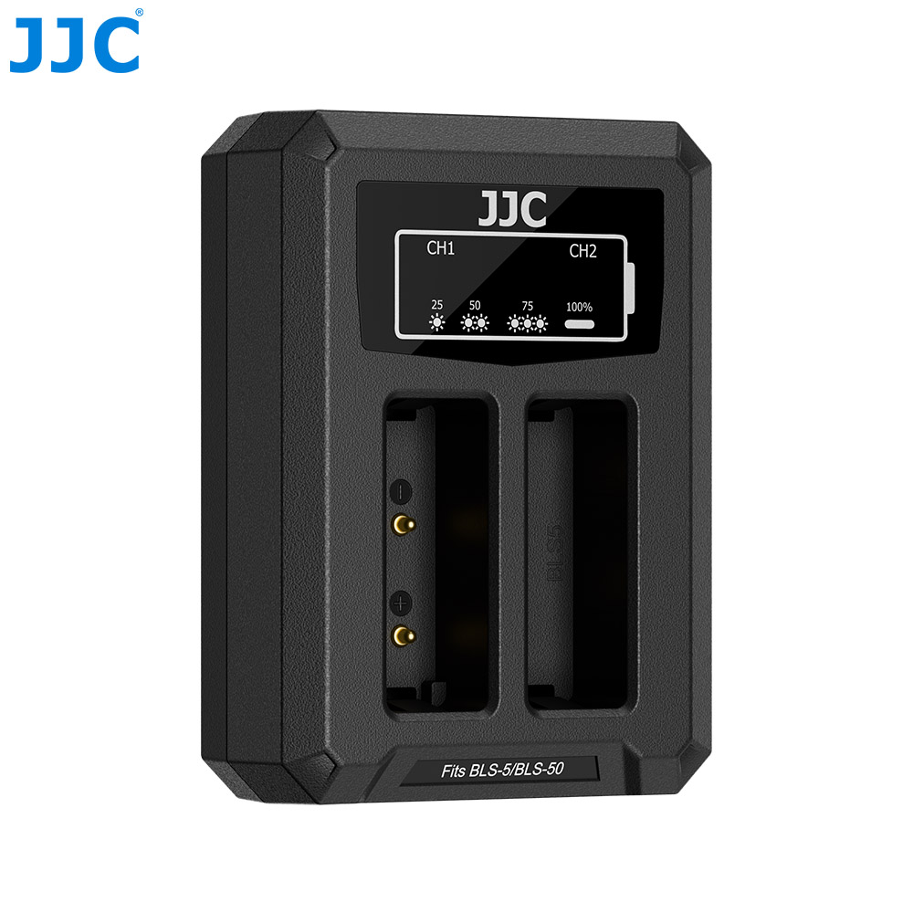 JJC USB Dual Battery Charger fits Olympus BLS-1/BLS-5/BLS-50 (DCH-BLS5TC)