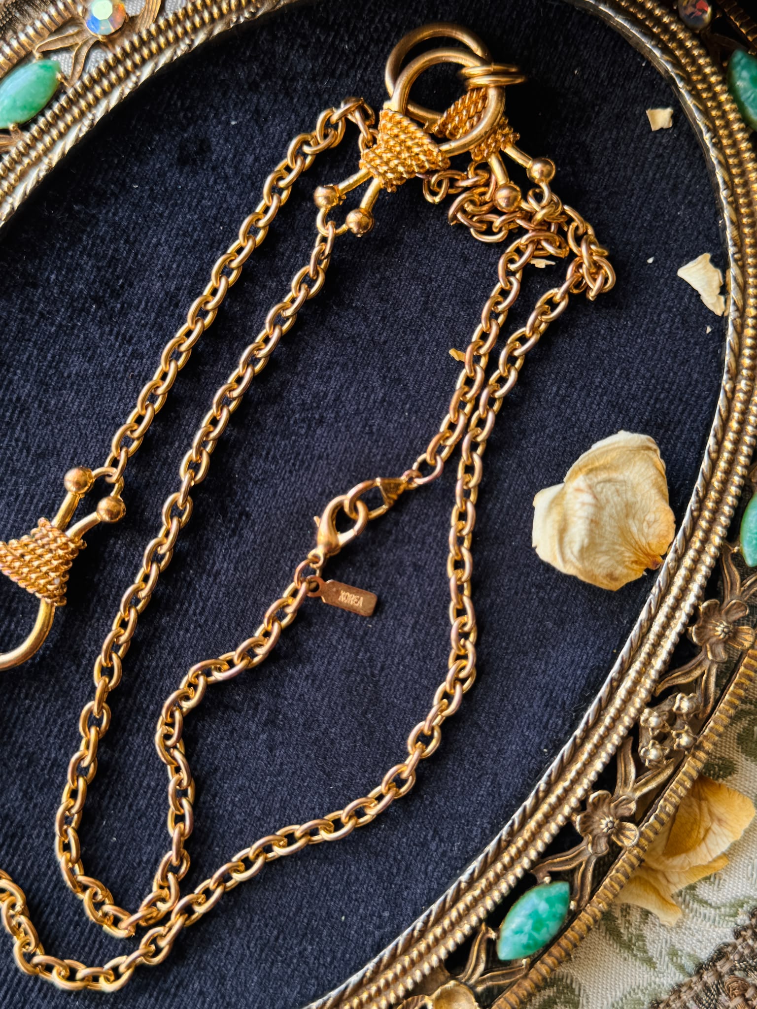 Vintage C.a. 1980s /1990s Made in Korea Rose Gold Tone "Lock" Chain Necklace(MT2654)