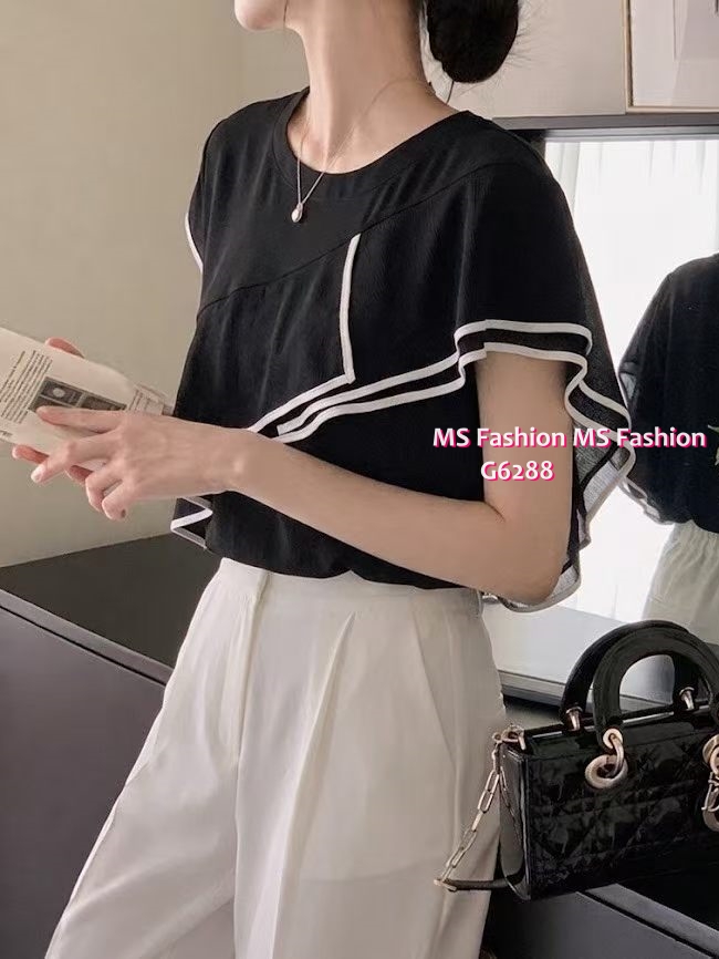 G6288 韓國🇰🇷靚料拼邊ruffle top
