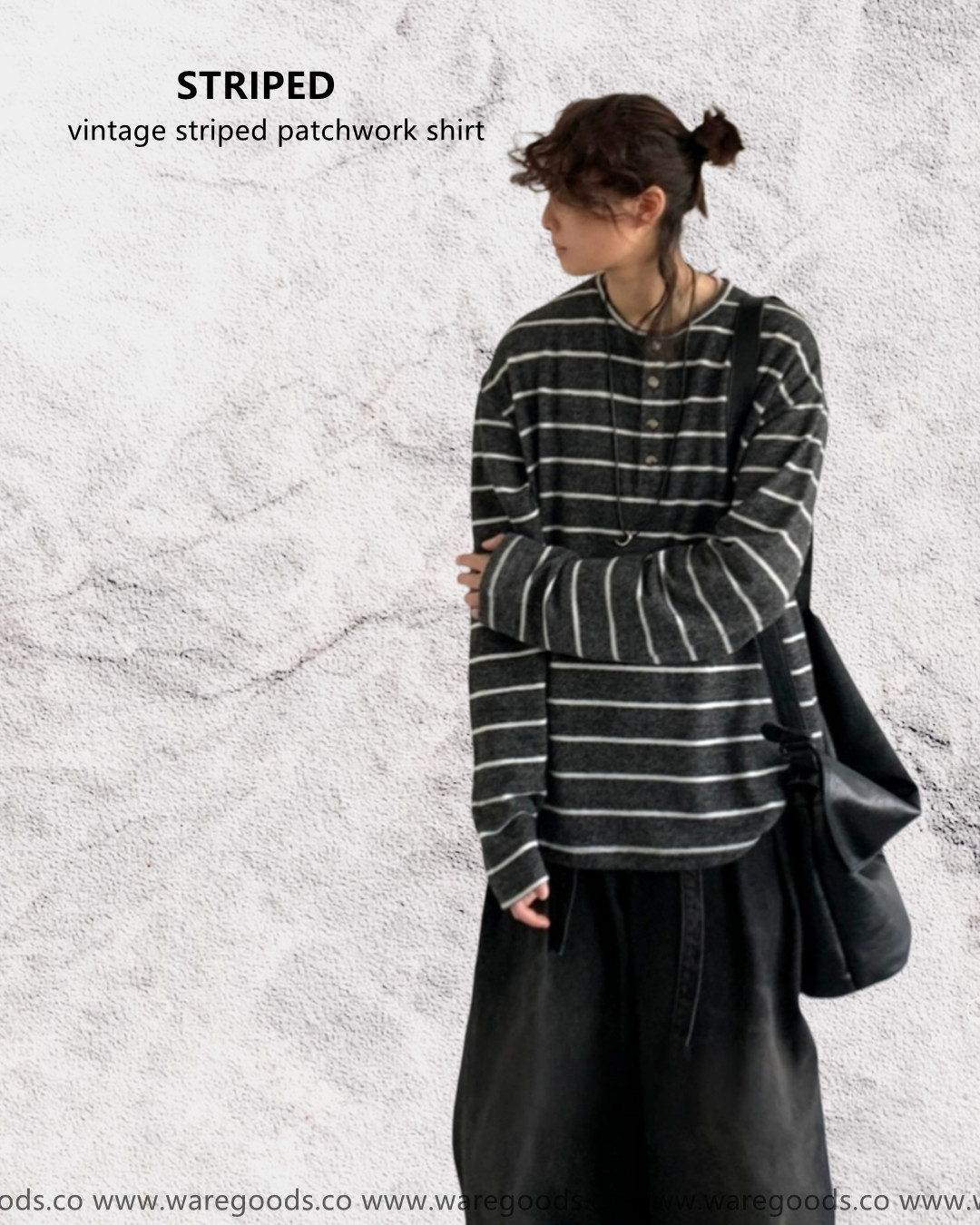 W1260開胸條紋長袖T恤