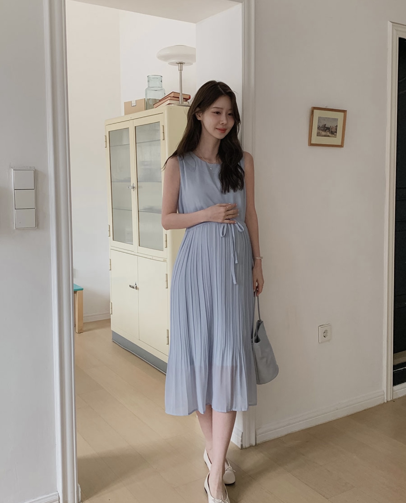 The Ethereal Chiffon Pleated Dress（米黃現貨）