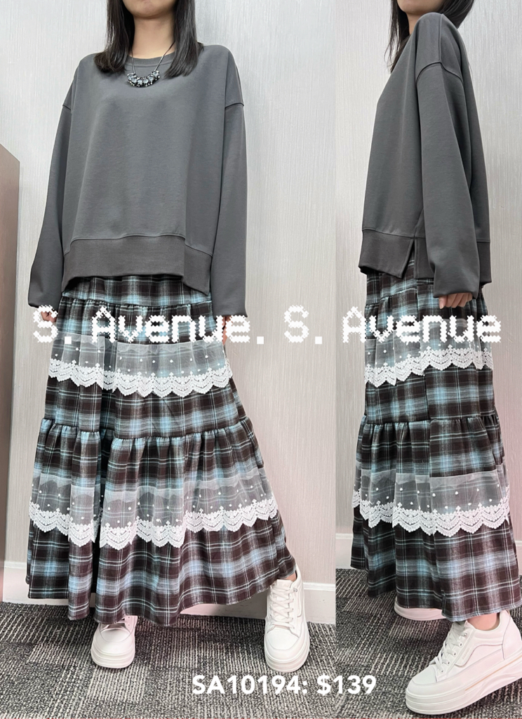 SA10194: 長袖淨色側開叉tee