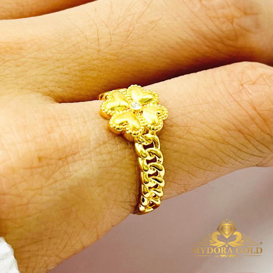 MYDORA Cincin CZ Kait Lucky Leaf (5G) l EMAS 916/22K