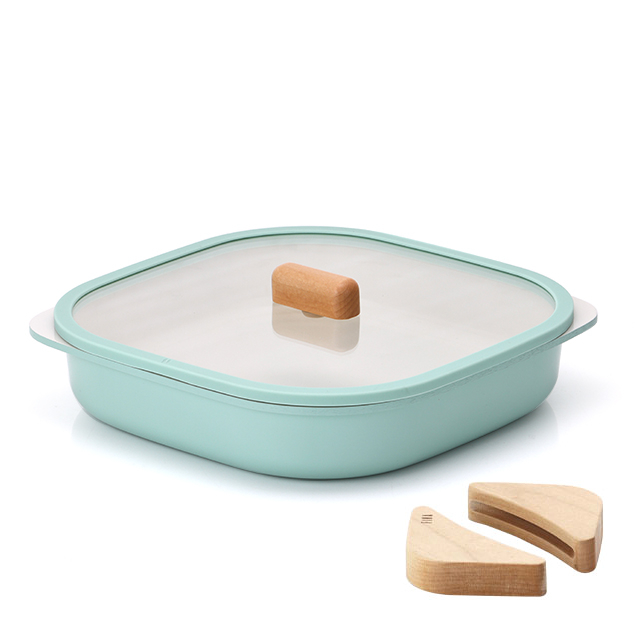 Neoflam - FIKA Objet Comfort 16cm湯鍋 / 20cm燉鍋 / 25cm煎鍋 + 木手柄2件 (薄荷綠色)