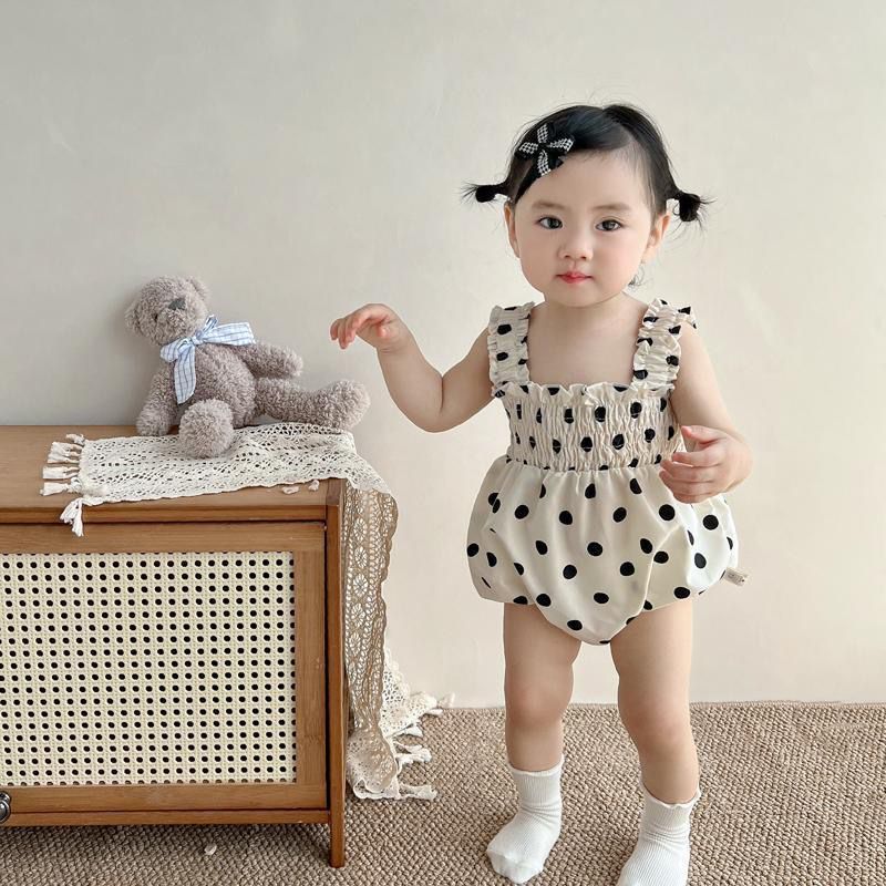 560826 | Adorable Polka Dot Ruffle Romper for Baby Girls