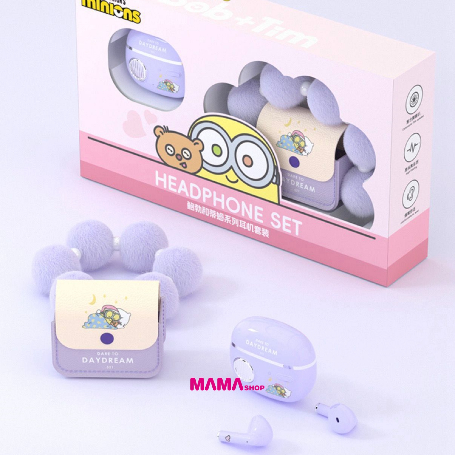 香港正版授權 Minions x Emie 小黃人Bob和Tim系列🎧J08藍牙耳機套装