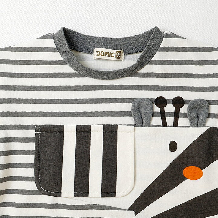 🇯🇵預訂 日本直送🇯🇵Zoomic兩色立體動物耳朵翻蓋條紋短袖T恤