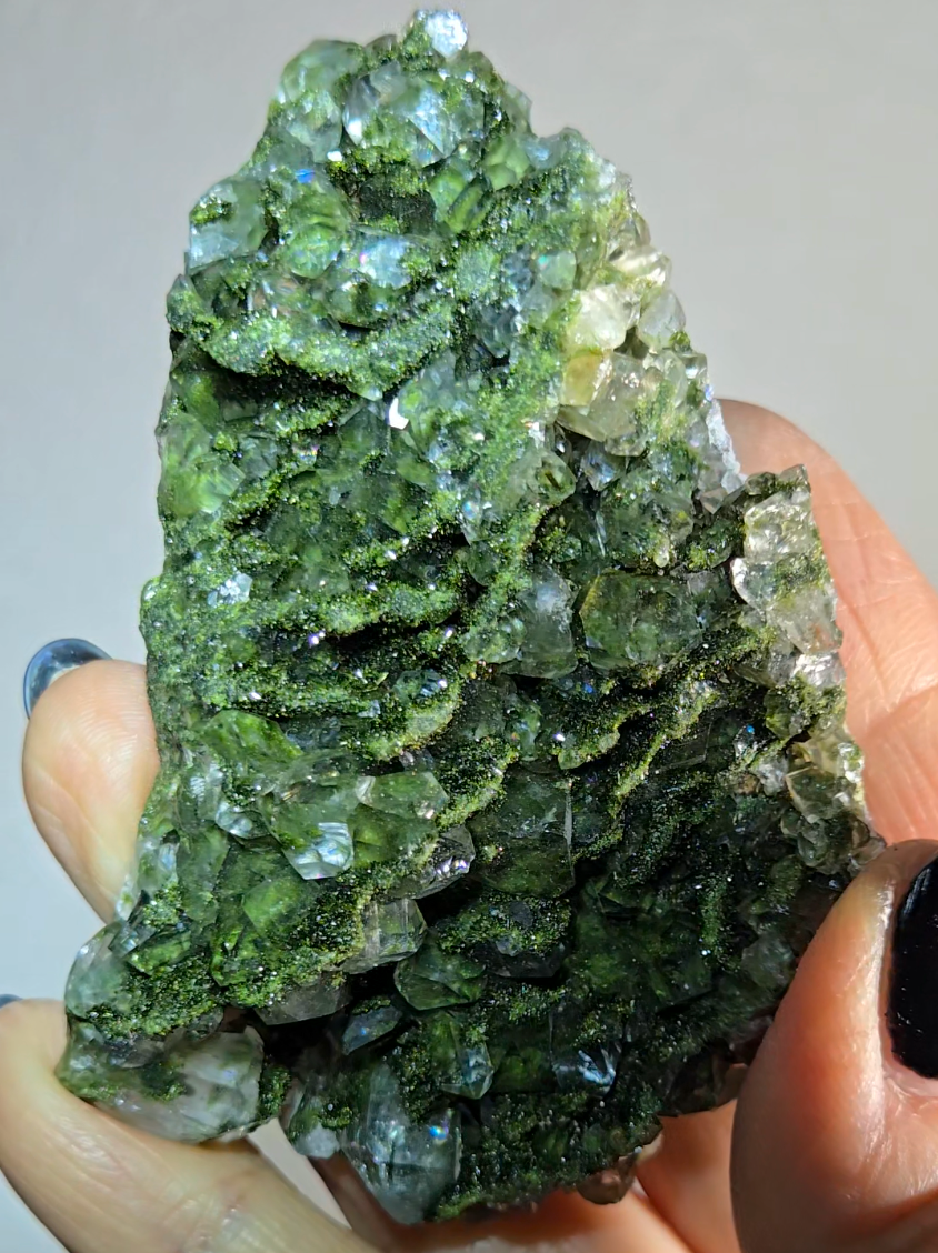 Epidote specimen with rainbow DT quartz - ED3