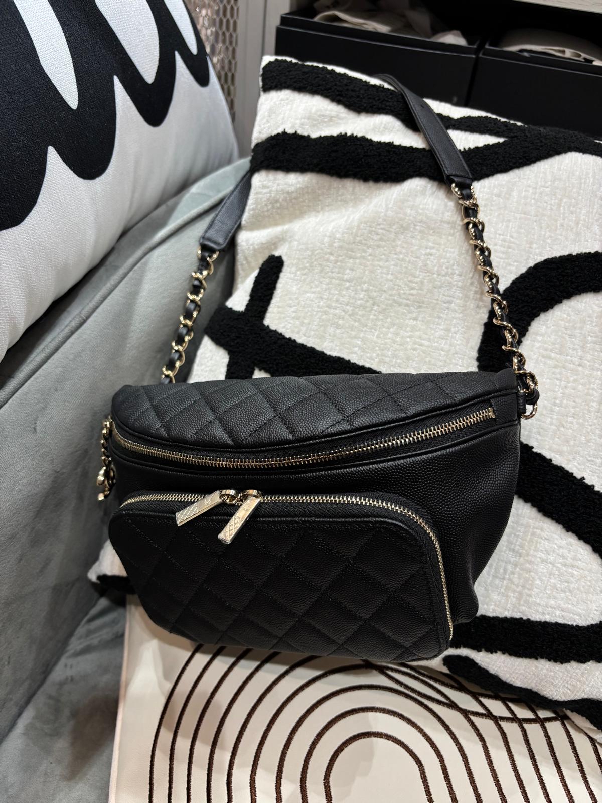 Chanel Waist Bag AS0987, Belt Bag hobo 黑色荔枝牛皮 100%Authentic,98%new  ✅28card✅塵袋✅BOX 