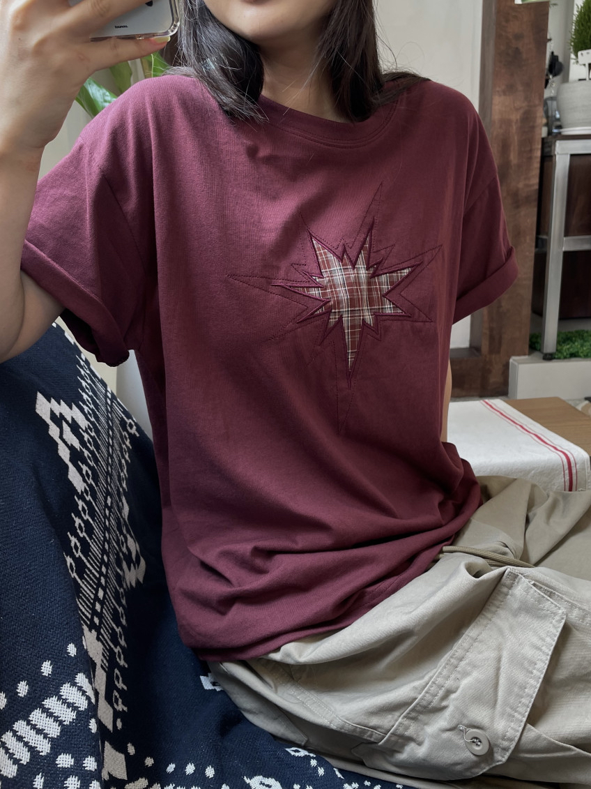 Plaid Star Patchwork Oversized Tee
