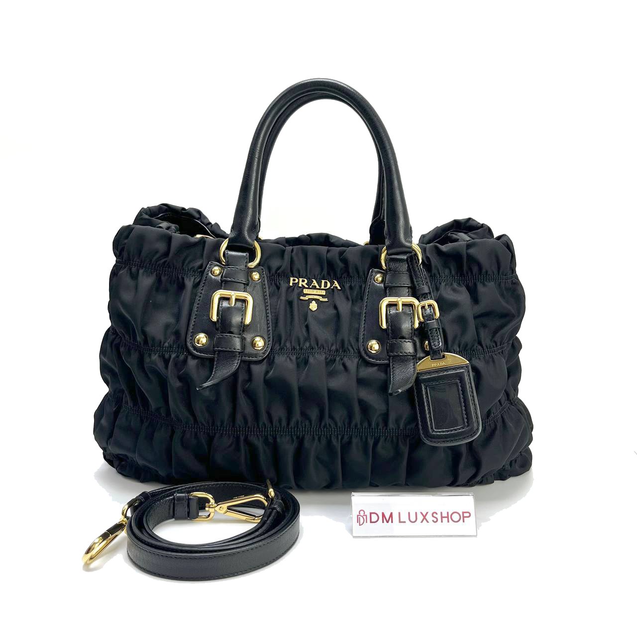 Prada Tessuto Gaufre Nylon Two Ways Tote Bag GHW