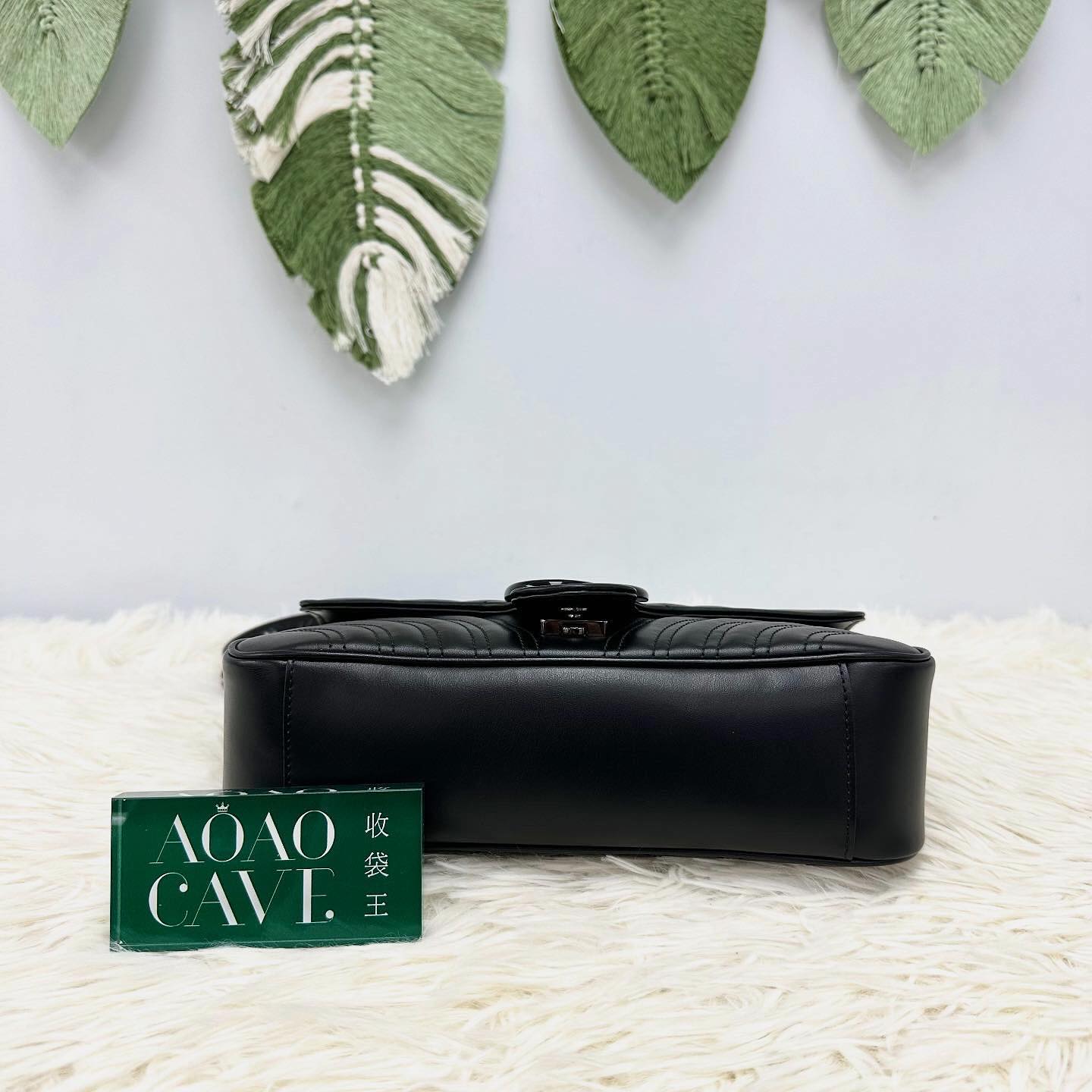 GUCCI 🤍PRE OWNED So Black Marmont Small Size 黑色真皮單肩斜肩包 2024年🖤