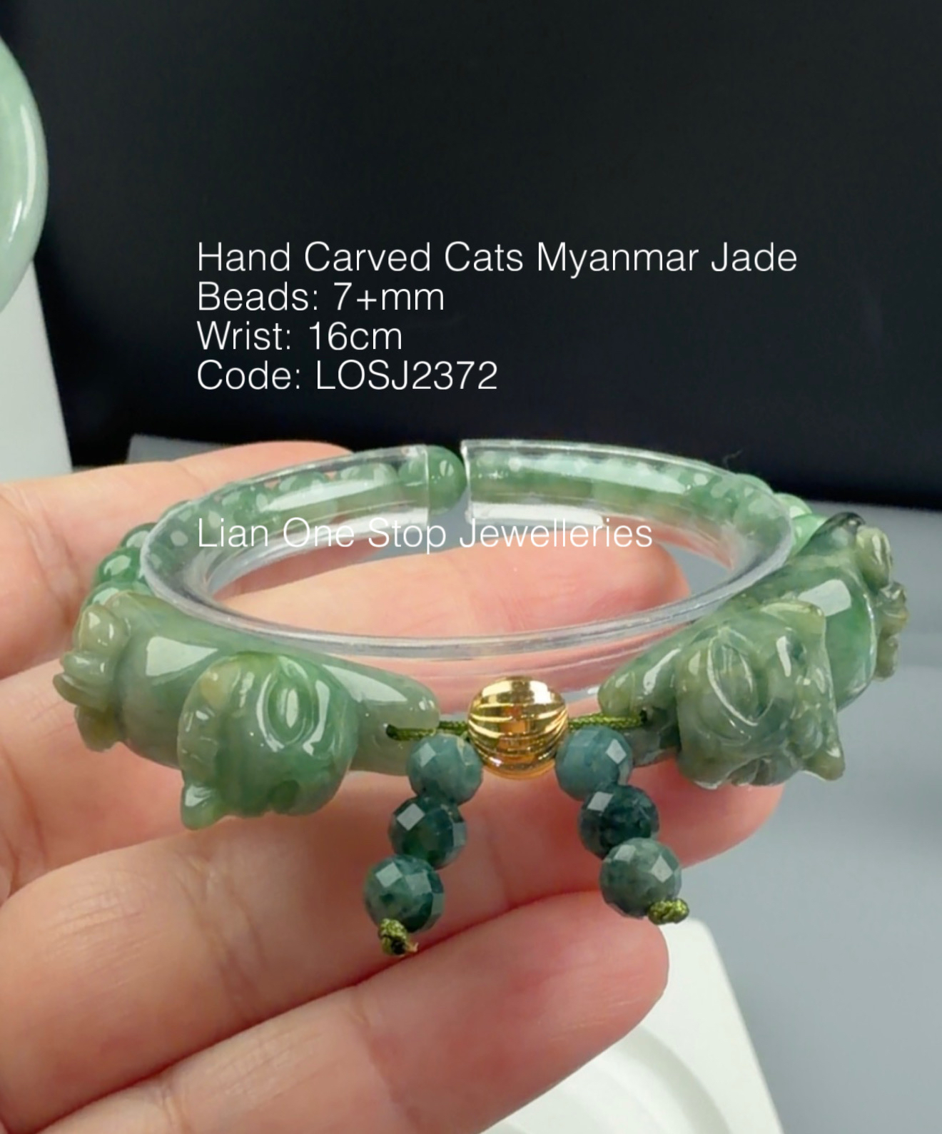 Code: LOSJ2372 Hand Carved Cats Myanmar Jade  