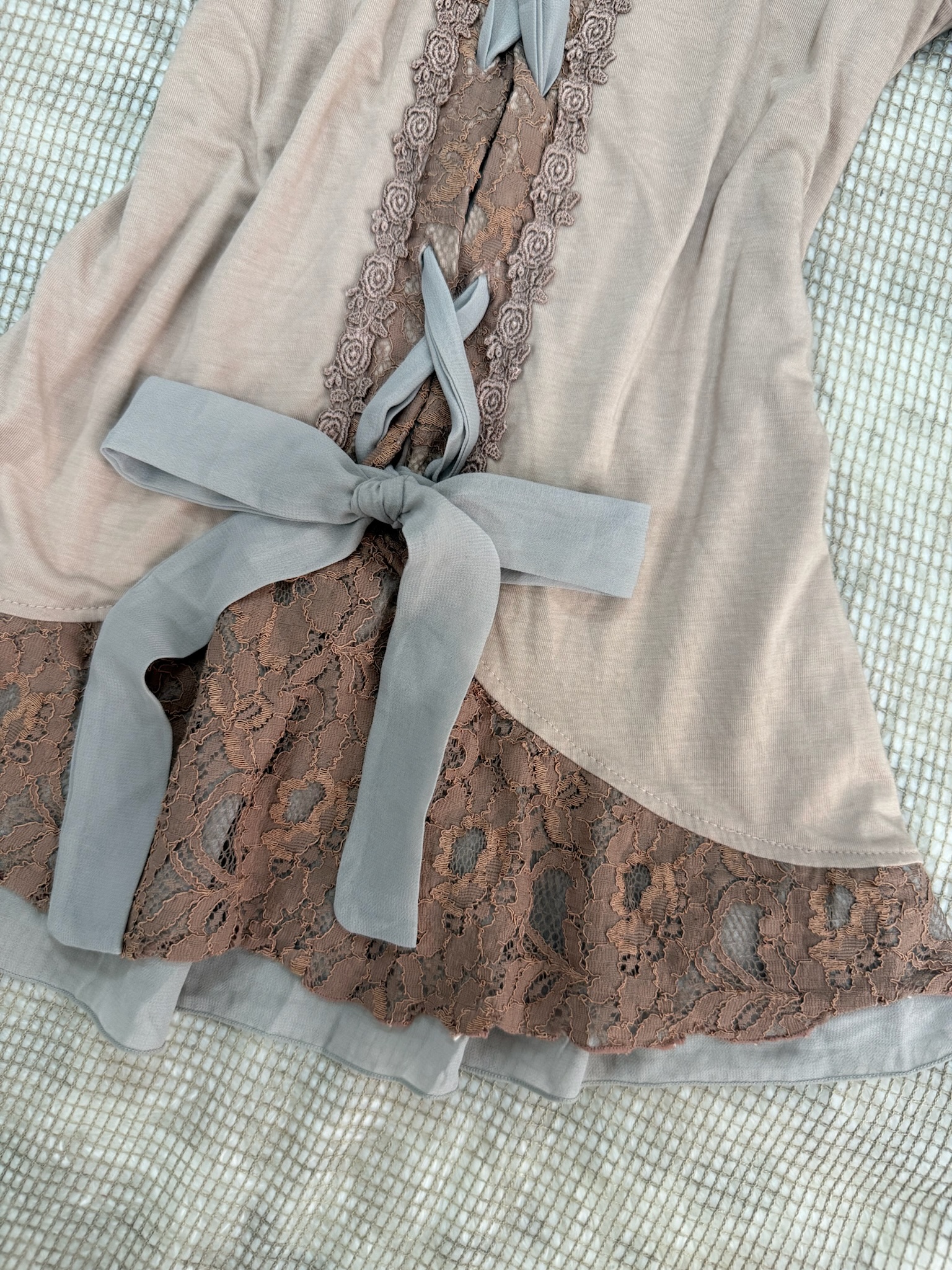 Axes Femme Dusty Rose Corset Back Knit Short Sleeve Top