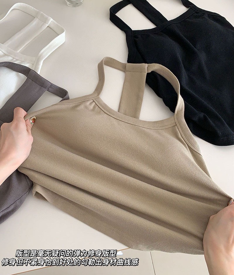 Halterneck Padded Tank Top挂脖自带胸垫小背心 ( 4 colour)