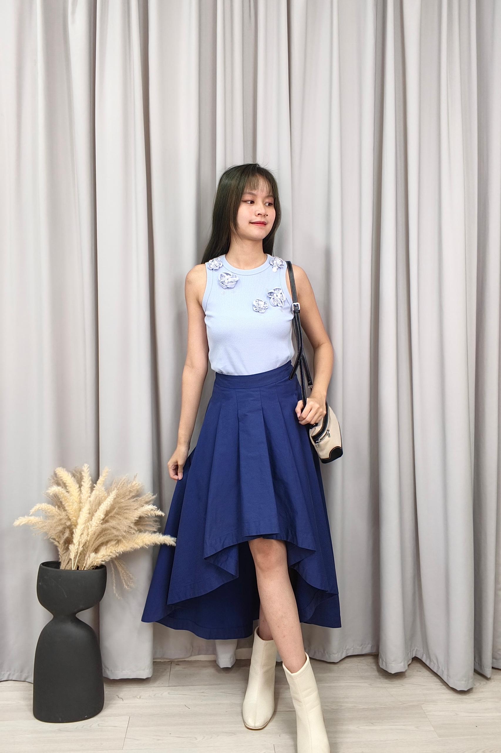 CS1328 Irregular Folds Mide Skirt