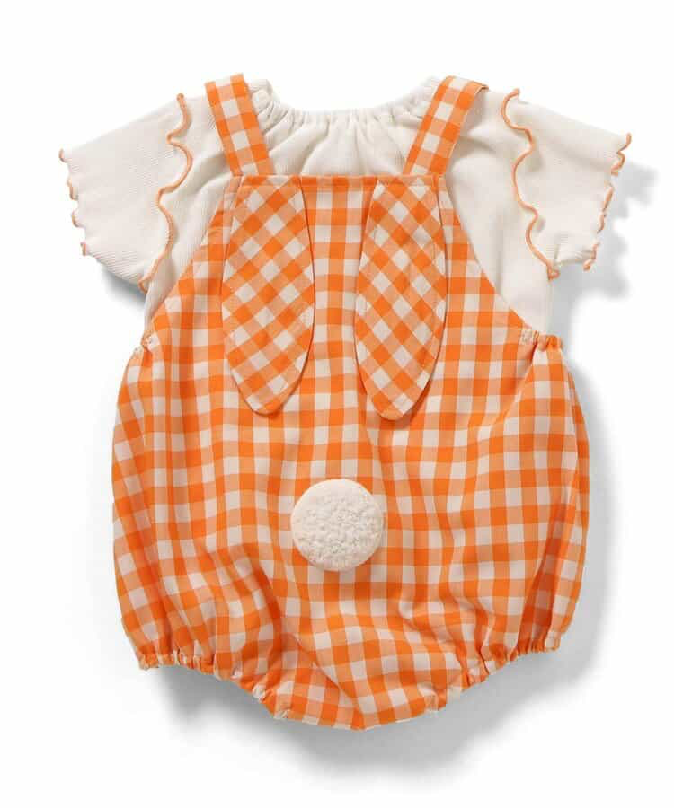 🇯🇵預訂 日本直送🇯🇵 Apres les cours 兩色立體兔耳格紋短袖上衣吊帶包屁褲套裝