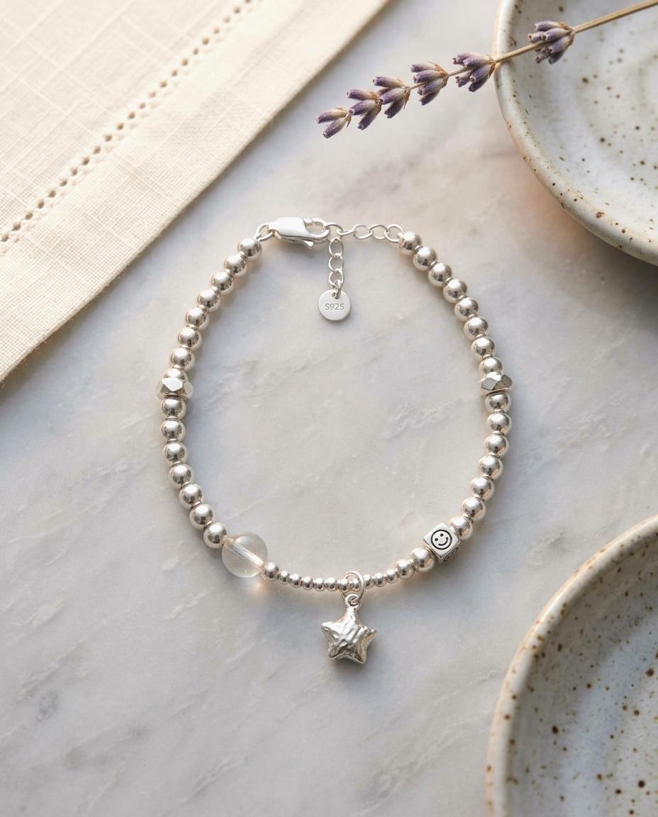 S925 -  *MH0035* Chrome Smile Bracelet 