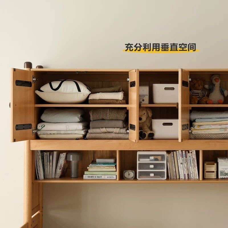 原木風榻榻米衣櫃一體兒童床 細單位男女孩睡房專用 bed