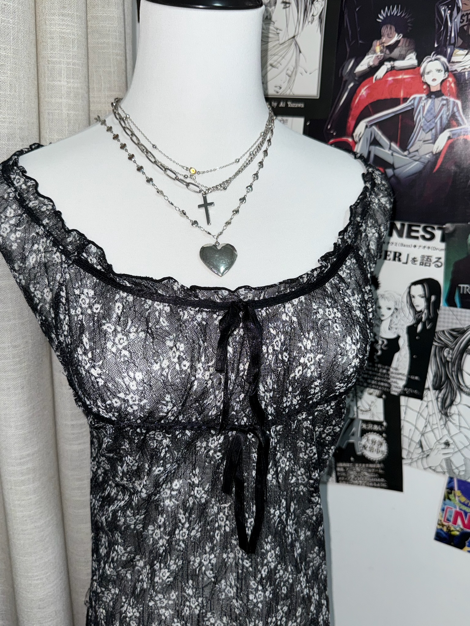 Floral Sheer Lace Babydoll Top