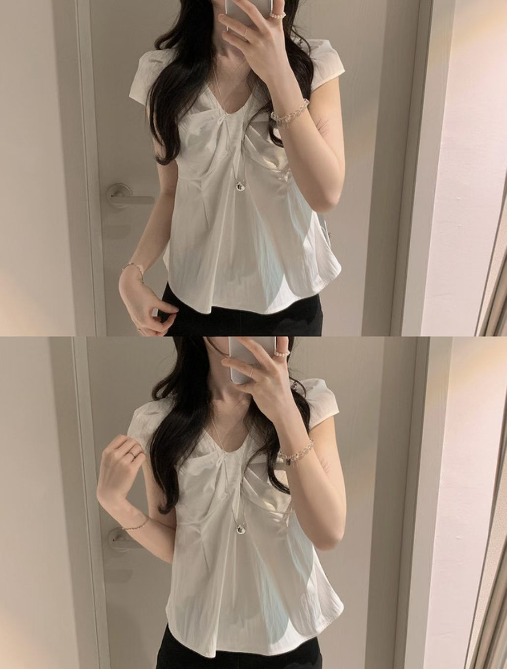 【氣質顯瘦款】立體剪裁小飛袖襯衫