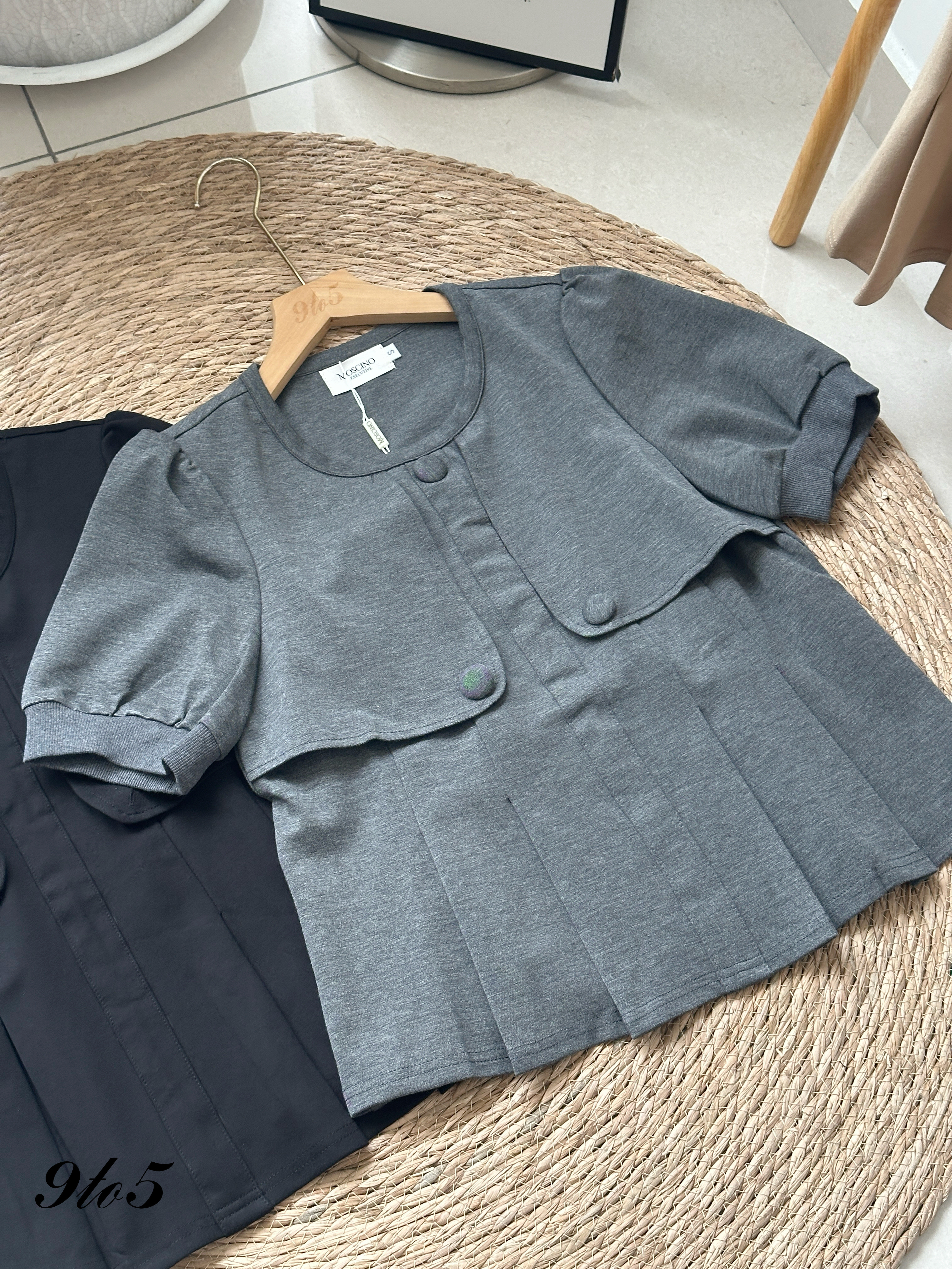 T4135 Puff Sleeve Peplum Top - 3 Colors 