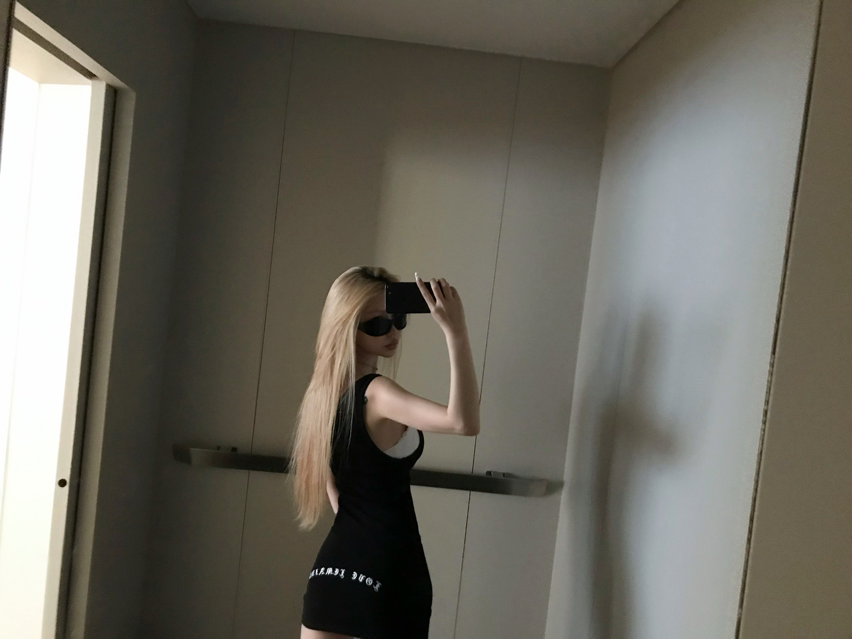 Gothic Lettering Ribbed Tank Dress