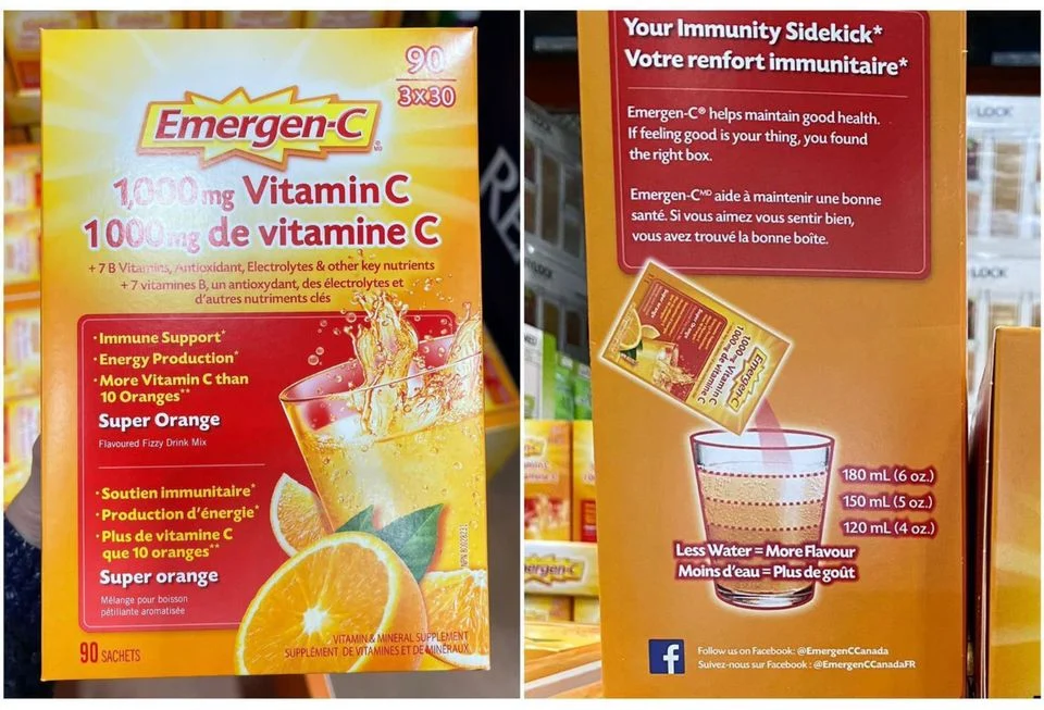 加拿大EMERGEN-C 超級維生素C 1000mg沖劑 90包 (橙味)