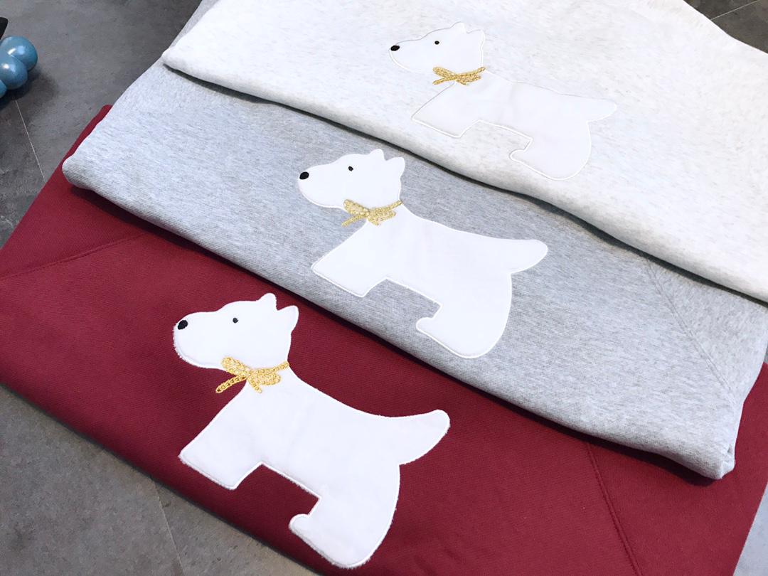 雪瑞納貼布金線刺繡小狗狗加絨衛衣 