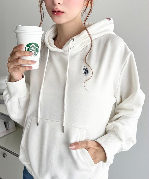 日本直送【U.S.POLO ASSN.】 單點刺繡短款連帽衫